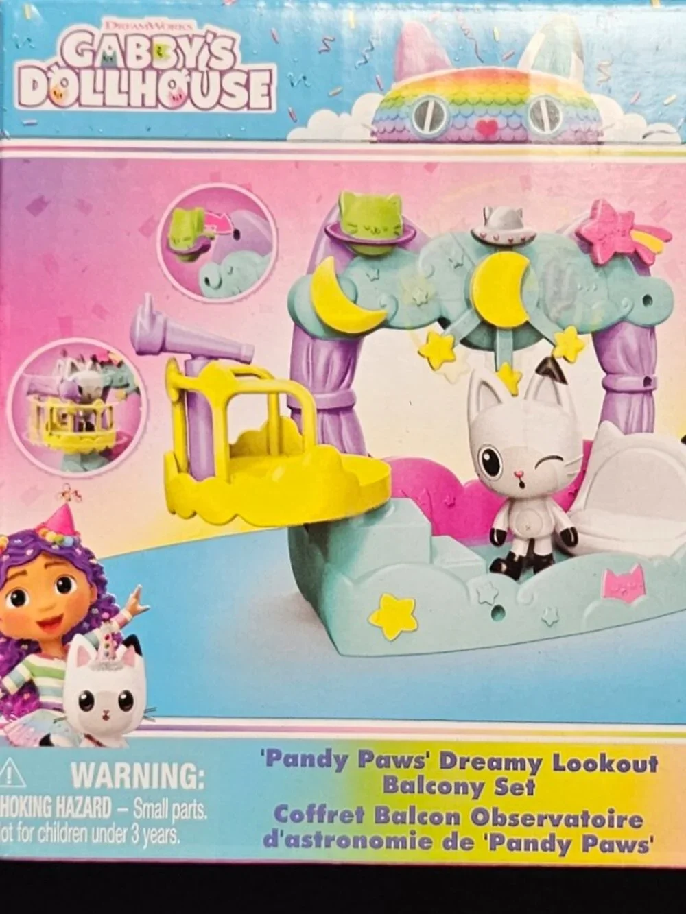 Gabby's Dollhouse Balcony Set (Lot of 3) Baby Box, Pandy Paws, & Cakey,